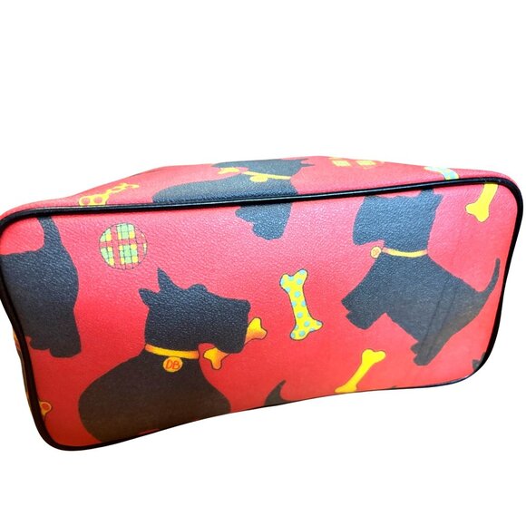 Dooney & Bourke Scottie Dog Bucket Bag Red Black Leather Handbag Plaid Lined - Picture 3 of 12